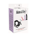 Adam & Eve Eve's Silicone Strap On Play 5-piece Set packaging featuring dildos and strap-on for couples.