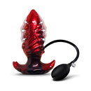 Creature Cocks Tentacle Inflatable Silicone Anal Plug Large in red color with inflatable feature and control pump.