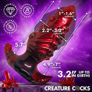 Creature Cocks Tentacle Inflatable Silicone Anal Plug Large with measurements and features, showcasing premium silicone design.