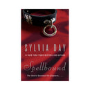 Spellbound By Sylvia Day Erotic Romance Paperback cover featuring a sensual collar and red silk background.