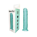 Adam & Eve Crystal Gem 7 Inch Dildo Emerald shown with packaging, featuring textured details and a jewel-tone design.