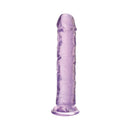 Adam & Eve Crystal Gem 7 Inch Dildo Amethyst showcasing a firm, flexible shaft with a realistic head and textured veins.
