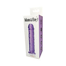 Adam & Eve Crystal Gem 7 Inch Dildo Amethyst with packaging showcasing its design and features.