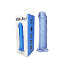 Adam & Eve Crystal Gem 7 Inch Dildo Sapphire shown in packaging, featuring a blue crystal appearance.