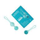 UVA Kegel Balls Progressive Weight Training Set with silicone kegel balls and packaging for pelvic floor strength training.