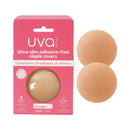 UVA Caramel Non-Adhesive Round Nipple Covers in packaging with two seamless silicone covers.
