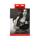 Sei Mio Getting Out Of Hand Bondage Mittens packaging featuring model showcasing restraint play essentials.