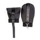 Sei Mio Getting Out Of Hand Bondage Mittens displayed in black, featuring adjustable straps for effective restraint play.