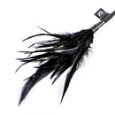 Sei Mio Double Standards Whip and Tickler black feather end positioned against a white background.