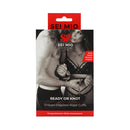 Sei Mio Ready Or Knot Pre-tied Rope Cuffs packaging featuring shibari-inspired design for easy and adjustable use.
