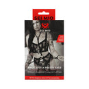 Sei Mio Knot Alone Pre-tied Collar And Wrist Set packaging with model, showcasing elegance and restraint play.