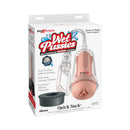 PDX Extreme Wet Pussies Quick Suck Stroker Pump System packaging showcasing self-lubricating stroker and vacuum pump.