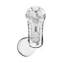 Wet Pussies Super Luscious Lips Control Freak Frost Stroker with transparent sleeve and removable cap.