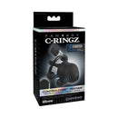 Fantasy C-Ringz ControlCore Trainer Vibrating Cock Blocker packaging with remote control and specifications.