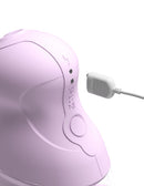 Fantasy For Her Veloura Touch Pleasure Pump Purple close-up showing the controls and charging connection.