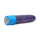 Into The C Mervibes 5 Inch Vibrator Blue with a decorative floral design and blue cap, ideal for targeted pleasure.
