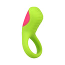 Mood Play Vibrating Cock Ring Green showcasing its vibrant design and ergonomic shape for enhanced pleasure.