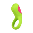 Mood Play Vibrating Cock Ring Green, a stretchy couples accessory for enhanced pleasure and longer-lasting erections.