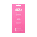 Product packaging for Mood Play Vibrating Cock Ring Green with features listed in pink design.