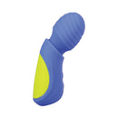 Mood Play Mini Power Wand Blue, a compact handheld massager with a flexible head for targeted pleasure.