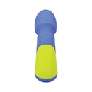 Mood Play Mini Power Wand Blue with a blue and yellow design, compact for handheld pleasure and powerful vibrations.