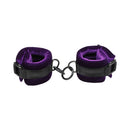 Merci Velvet Wrist Cuffs Violet and Black plush velvet cuffs perfect for light bondage and restraint play.