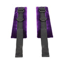 Merci Velvet Wrist Cuffs Violet and Black in plush velvet with adjustable straps for comfortable restraint play.