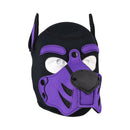 Merci Puppy Hood Neoprene Violet Black mask for pet-play and immersive fetish scenes.