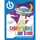 Cover of Celebrating An Icon The Magic Wand Coloring Book featuring UFOs and colorful illustrations.