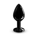 Dorcel Diamond Medium Butt Plug Black displayed on a white background, showcasing its sleek design and shiny finish.