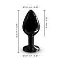 Dorcel Diamond Medium Butt Plug Black dimensions showing height, width, and depth for informed anal play.