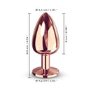 Dorcel Diamond Butt Plug Rose Gold Large with dimensions, showcasing a polished design in rose gold finish.