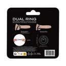 Dorcel Dual Ring Double Cock Ring packaging showing flexible design for enhanced stimulation and textured surface.