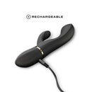 Dorcel Glam Rabbit Dual Stimulation Vibrator with a sleek black design and charging port for convenient use.