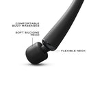 Dorcel Megawand Rechargeable Wand Massager Black with soft silicone head and flexible neck for comfortable body massages.