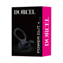 Dorcel Power Clit Plus Vibrating Cockring packaging featuring a rechargeable vibrating cockring and clitoral stimulator.