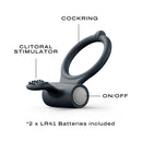 Dorcel Power Clit Vibrating Cockring Black with clitoral stimulator and on/off button visible.