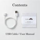 Contents of Tenga Iroha Temari Hana Clitoral Vibrator: USB cable and user manual.