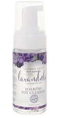 Intimate Earth Lavandula Toy Cleaner Foam 3.4 Oz in a pump bottle with lavender design.