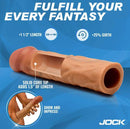 Jock Enhancers Silicone Penis Extension Sleeve 1.5 inches Caramel with added length and girth for enhanced pleasure.