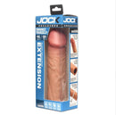 Jock Enhancers Silicone Penis Extension Sleeve 1.5 inches Caramel packaging displaying size and design features.