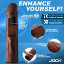 Jock Enhancers Vibrating Penis Extension Sleeve 1.5 inches Chocolate with wireless remote and various vibration patterns.
