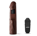 Jock Enhancers Vibrating Penis Extension Sleeve 1.5 inches Chocolate with remote for enhanced pleasure.