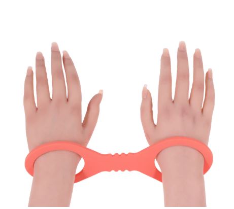 Peaches N Creame Silicone Cuff Small featured in playful restraint, showcasing its soft, body-safe silicone design.