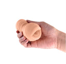 Pocket Pals Stroker Mouth Caramel held in a hand, showcasing its realistic design and plush interior for pleasure.