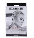 Peaches N Creame Ring Day Collar packaging with model showcasing the stylish collar design and branding.