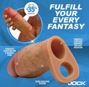Jock Enhancers Silicone Penis Extension Sleeve Caramel with realistic texture and smooth stretchy entrance for enhanced girth.