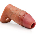 Jock Enhancers Silicone Penis Extension Sleeve Caramel showcasing realistic design and lifelike details.
