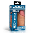 Jock Enhancers Silicone Penis Extension Sleeve Caramel packaging showcasing the realistic design and performance features.