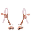 Peaches N Creame Bell Nipple Clamps featuring soft silicone grips and playful bells for added sensation.